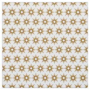 Vintage Geometric Gold Starburst Pattern Fabric