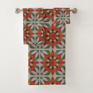 vintage Geometric Quilt Block Art Pattern Bath Towel Set