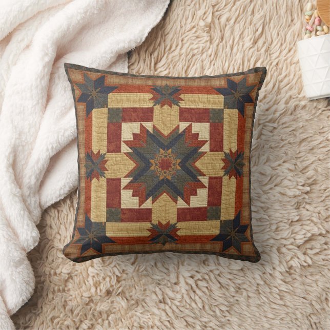 vintage Geometric Quilt Block Art Pattern  Cushion (Blanket)