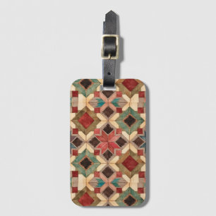 vintage Geometric Quilt Block Art Pattern Luggage Tag