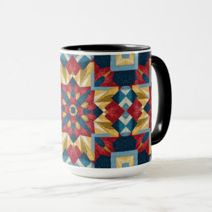 vintage Geometric Quilt Block Art Pattern  Mug