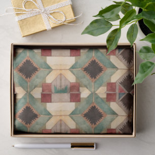 vintage Geometric Quilt Block Art Pattern  Tissue Paper