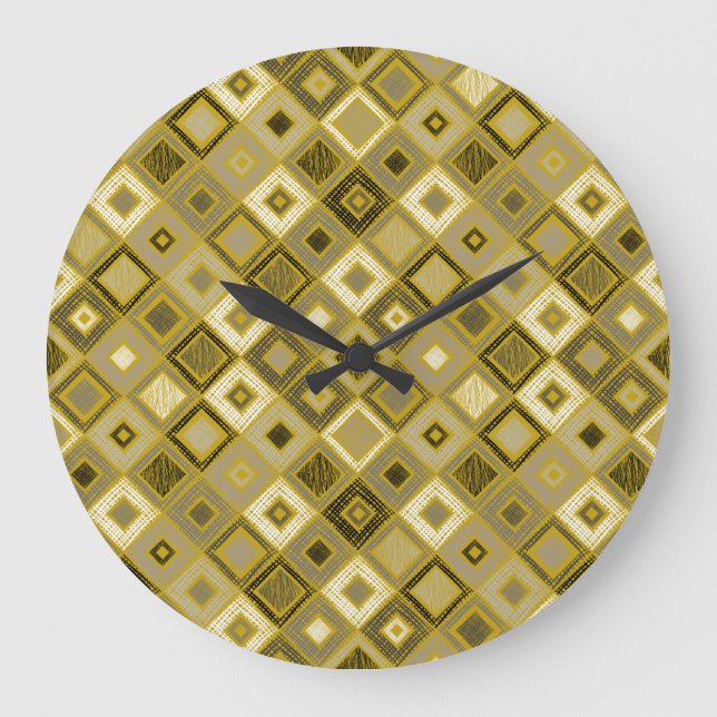 Vintage geometric rhombus, seamless pattern. large clock (Front)