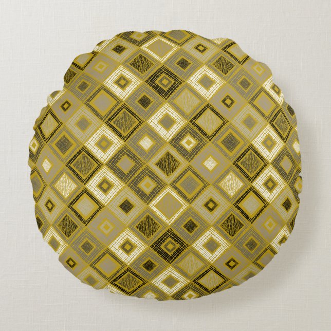 Vintage geometric rhombus, seamless pattern. round cushion (Front)