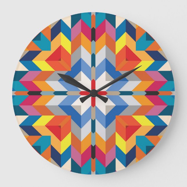 Vintage Geometric: Scandinavian Colour Blocks Large Clock (Front)