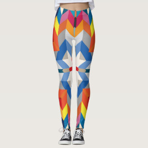 Vintage Geometric: Scandinavian Colour Blocks Leggings