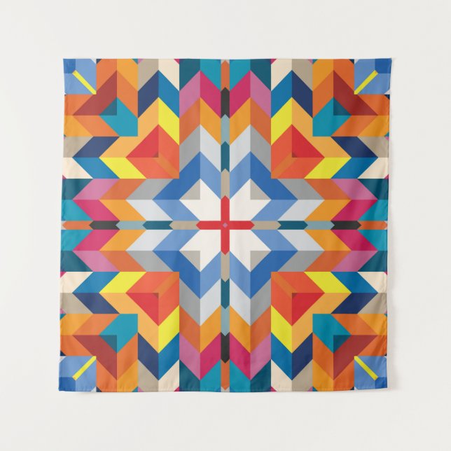 Vintage Geometric: Scandinavian Colour Blocks Tapestry (Front)