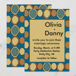 Vintage Geometric Shapes Mid Century Wedding Invitation