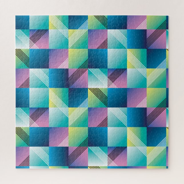 Vintage Geometric Squares: Abstract Pattern Jigsaw Puzzle (Vertical)