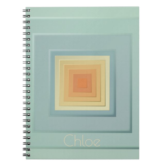 Vintage Geometric Squares (light blue & yellow) Spiral Notebook (Front)