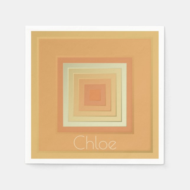 Vintage Geometric Squares (soft yellows & orange) Napkin (Front)