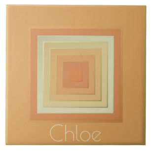 Vintage Geometric Squares (soft yellows & orange) Tile