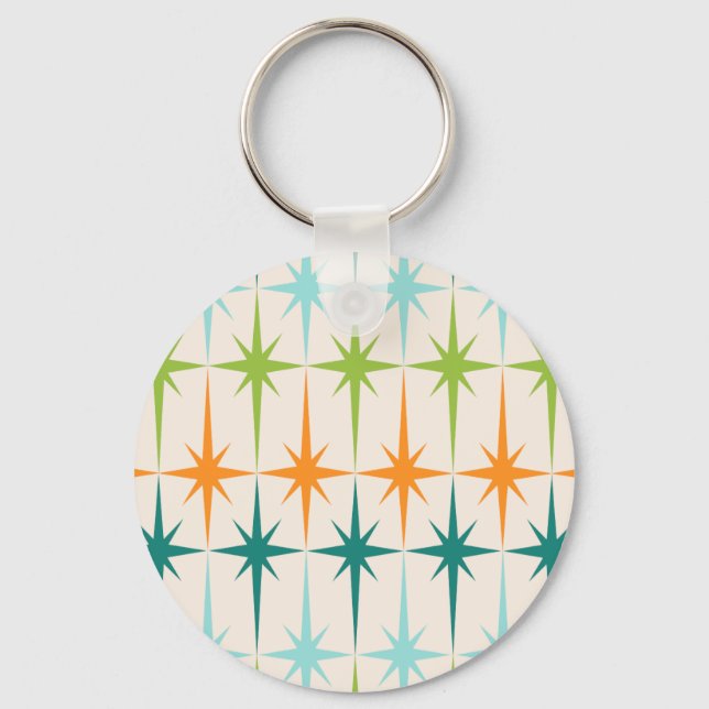 Vintage Geometric Starbursts Button Keychain (Front)