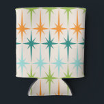 Vintage Geometric Starbursts Can Cooler<br><div class="desc">Vintage. Geometrics. Starbursts. If you love any of those words, this retro Vintage Geometric Starbursts Can Cooler is for you. This mid century modern design features a cream background with rows of turquoise, lime green, orange, and teal starbursts. This mod design pairs beautifully with Strange Little Onion’s Retro Atomic Mobile...</div>