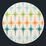 Vintage Geometric Starbursts Ceramic Knob<br><div class="desc">Vintage. Geometrics. Starbursts. If you love any of those words, this retro Vintage Geometric Starbursts Ceramic Knob is for you. This mid century modern design features a cream background with rows of turquoise, lime green, orange, and teal starbursts. This mod design pairs beautifully with Strange Little Onion’s Retro Atomic Mobile...</div>