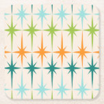 Vintage Geometric Starbursts Hard Paper Coasters<br><div class="desc">Vintage. Geometrics. Starbursts. If you love any of those words, this retro Vintage Geometric Starbursts Hard Paper Coasters is for you. This mid century modern design features a cream background with rows of turquoise, lime green, orange, and teal starbursts. This mod design pairs beautifully with Strange Little Onion’s Retro Atomic...</div>