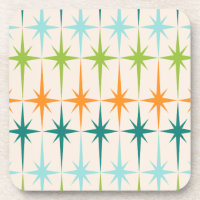 Vintage Geometric Starbursts Hard Plastic Coasters