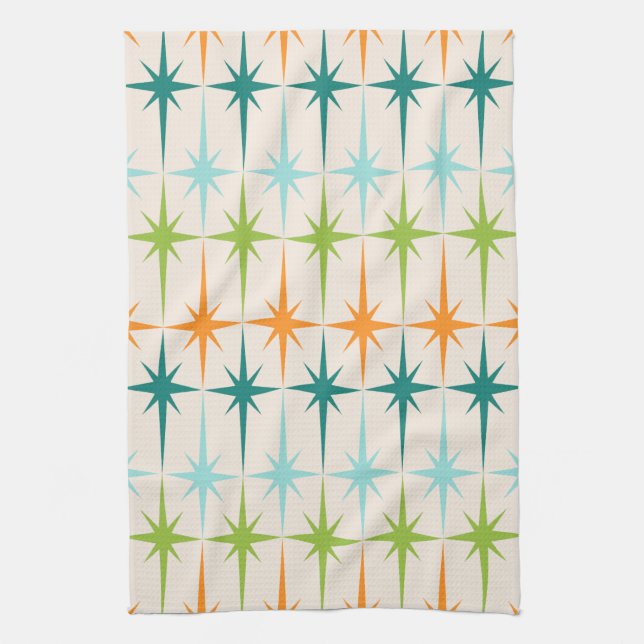 Vintage Geometric Starbursts Kitchen Towel (Vertical)