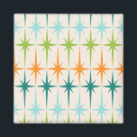 Vintage Geometric Starbursts Magnet<br><div class="desc">Vintage. Geometrics. Starbursts. If you love any of those words, this retro Vintage Geometric Starbursts Magnet is for you. This mid century modern design features a cream background with rows of turquoise, lime green, orange, and teal starbursts. This mod design pairs beautifully with Strange Little Onion’s Retro Atomic Mobile Pattern...</div>