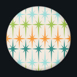 Vintage Geometric Starbursts Magnet<br><div class="desc">Vintage. Geometrics. Starbursts. If you love any of those words, this retro Vintage Geometric Starbursts Magnet is for you. This mid century modern design features a cream background with rows of turquoise, lime green, orange, and teal starbursts. This mod design pairs beautifully with Strange Little Onion’s Retro Atomic Mobile Pattern...</div>