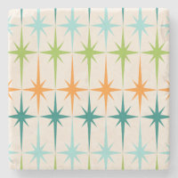 Vintage Geometric Starbursts Marble Coaster