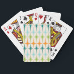 Vintage Geometric Starbursts Playing Cards<br><div class="desc">Vintage. Geometrics. Starbursts. If you love any of those words, this deck of retro Vintage Geometric Starbursts Playing Cards is for you. This mid century modern design features a cream background with rows of turquoise, lime green, orange, and teal starbursts. This mod design pairs beautifully with Strange Little Onion’s Retro...</div>