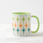 Vintage Geometric Starbursts Ringer Mug<br><div class="desc">Vintage. Geometrics. Starbursts. If you love any of those words, this retro Vintage Geometric Starbursts Ringer Mug is for you. This mid century modern design features a cream background with rows of turquoise, lime green, orange, and teal starbursts. This mod design pairs beautifully with Strange Little Onion’s Retro Atomic Mobile...</div>