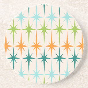 Vintage Geometric Starbursts Sandstone Coaster