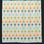 Vintage Geometric Starbursts Shower Curtain<br><div class="desc">Vintage. Geometrics. Starbursts. If you love any of those words, this retro Vintage Geometric Starbursts Shower Curtain is for you. This mid century modern design features a cream background with rows of turquoise, lime green, orange, and teal starbursts. This mod design pairs beautifully with Strange Little Onion’s Retro Atomic Mobile...</div>