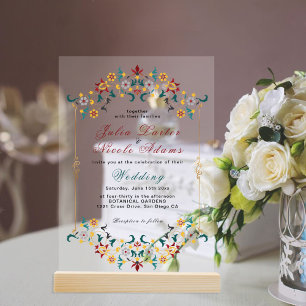 Vintage Geometry Intricate Classical Motif Wedding Acrylic Invitations