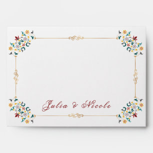 Vintage Geometry Intricate Classical Motif Wedding Envelope