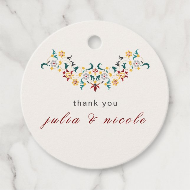 Vintage Geometry Intricate Classical Motif Wedding Favour Tags (Front)