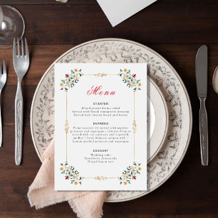 Vintage Geometry Intricate Classical Motif Wedding Menu