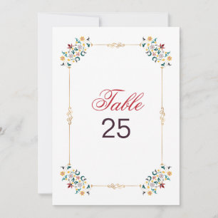 Vintage Geometry Motif Wedding Table Number 