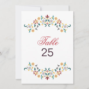 Vintage Geometry Motif Wedding Table Number 