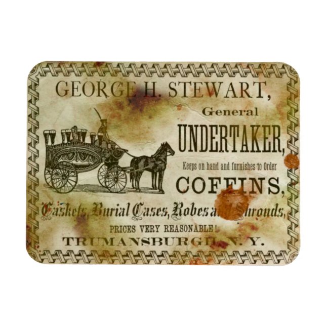 Vintage George Stewart Undertaker & Coffins Magnet (Horizontal)