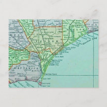 Vintage Georgia Coast Map Postcard
