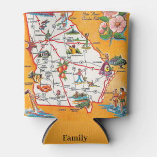 Vintage Georgia Map Can Cooler