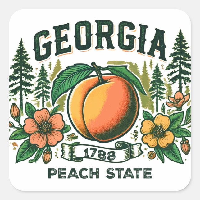 Vintage Georgia Square Sticker (Front)