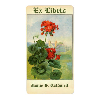 Vintage geranium flower bookplate book plate