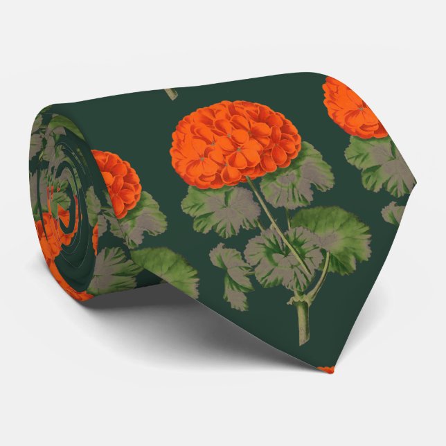 vintage geraniums - bold floral no2 tie (Rolled)
