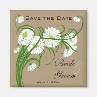 Vintage Gerber Daisy flowers Wedding Save the Date