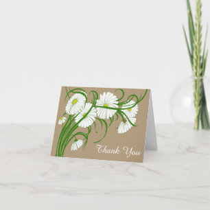 Vintage Gerber Daisy Flowers Wedding Thank You Card