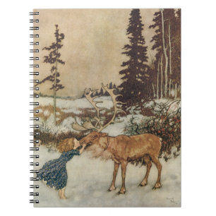 Vintage Gerda and the Reindeer by Edmund Dulac Spiral Notebook
