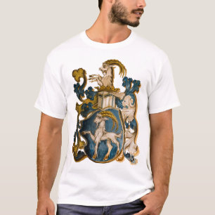 Vintage German Blue & Gold Capricorn Coat of Arms T-Shirt