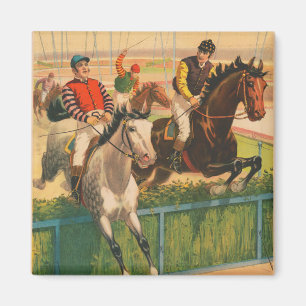 Vintage German Circus Poster Of Jockeys On Horses Magnet