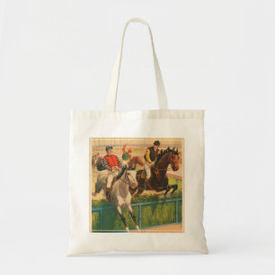 Vintage German Circus Poster Of Jockeys On Horses Tote Bag
