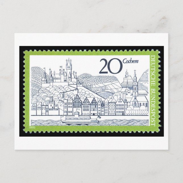 Vintage German Cochem 1970s Stamp Postcard (Front)