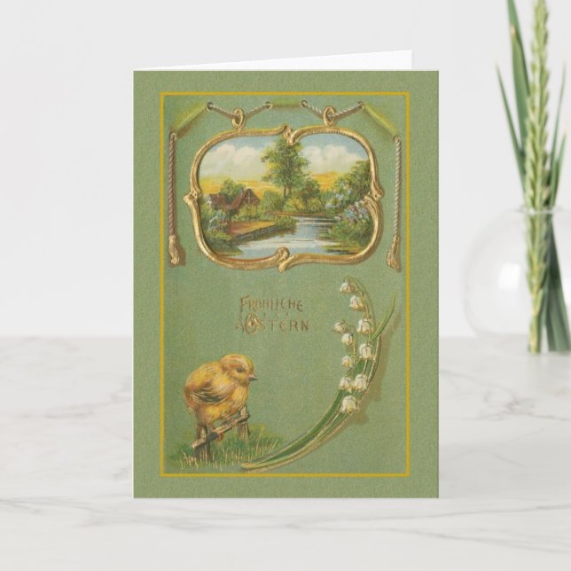 Vintage German Fröhliche Ostern Easter Card (Front)