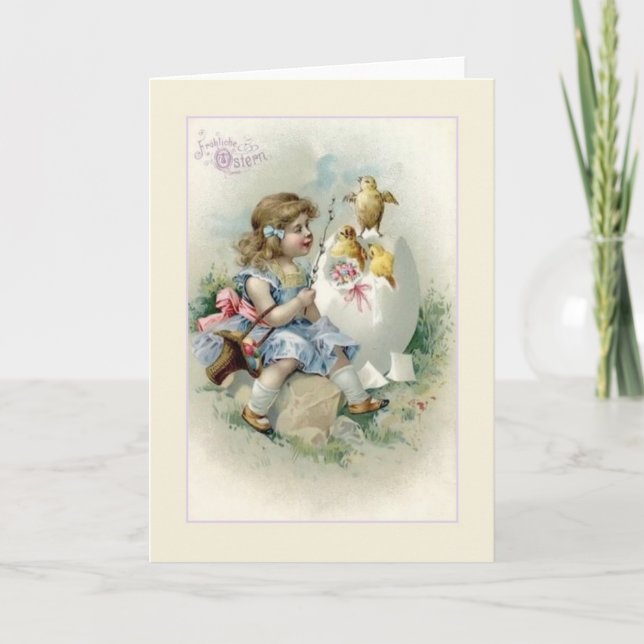 Vintage German Fröhliche Ostern Easter Card (Front)